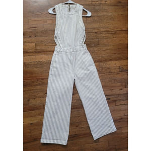 RACHEL Rachel Roy Striped Jumpsuit in White and Gray